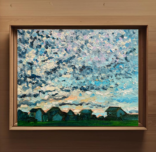 原画「夏の終わりの朝３」F3・油彩