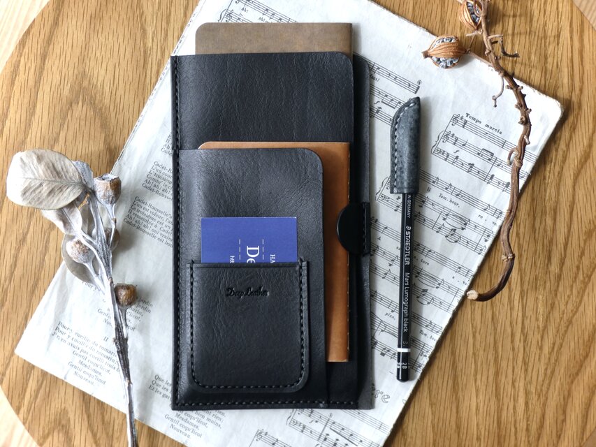 イタリア革チケットホルダー／チケットケース／黒