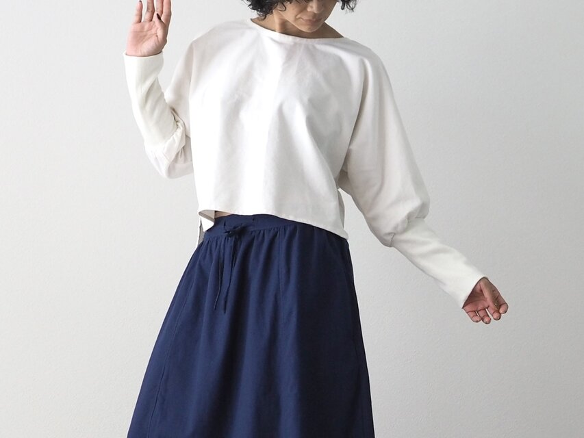 暖かリブ付き起毛トップス／ホワイト