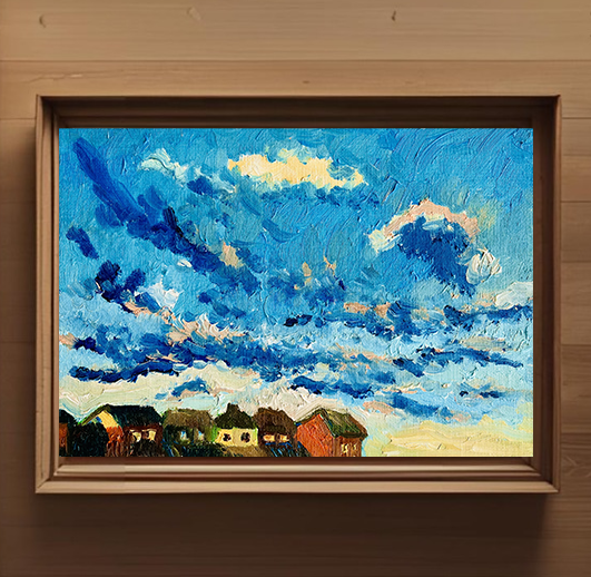 原画「朝の空」サムホール・油彩