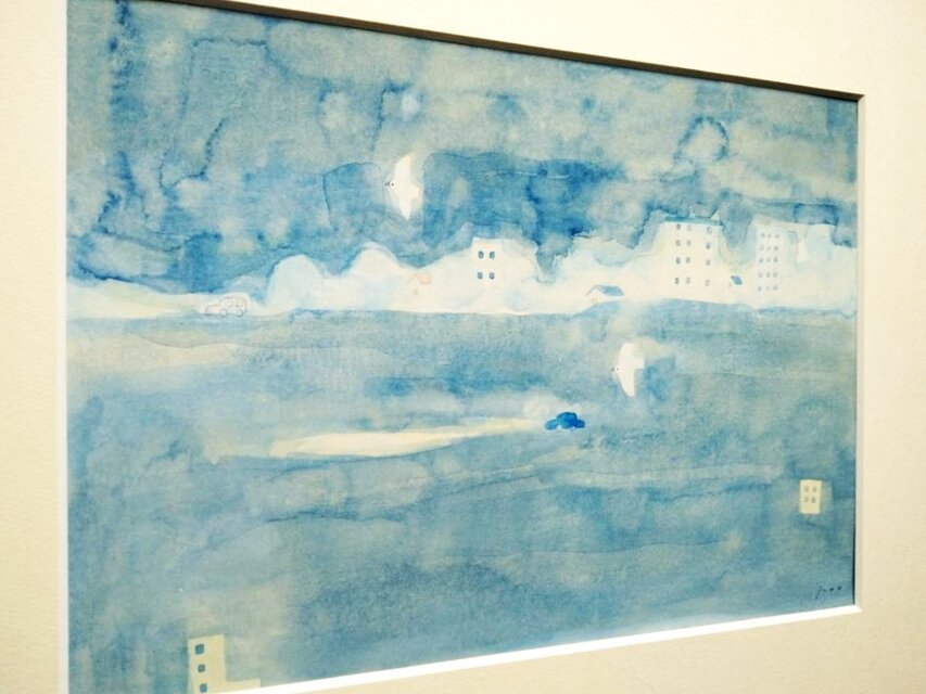 一点物｜絵画｜原画「青い街の夜」※額縁入り（四つ切サイズ）送料無料