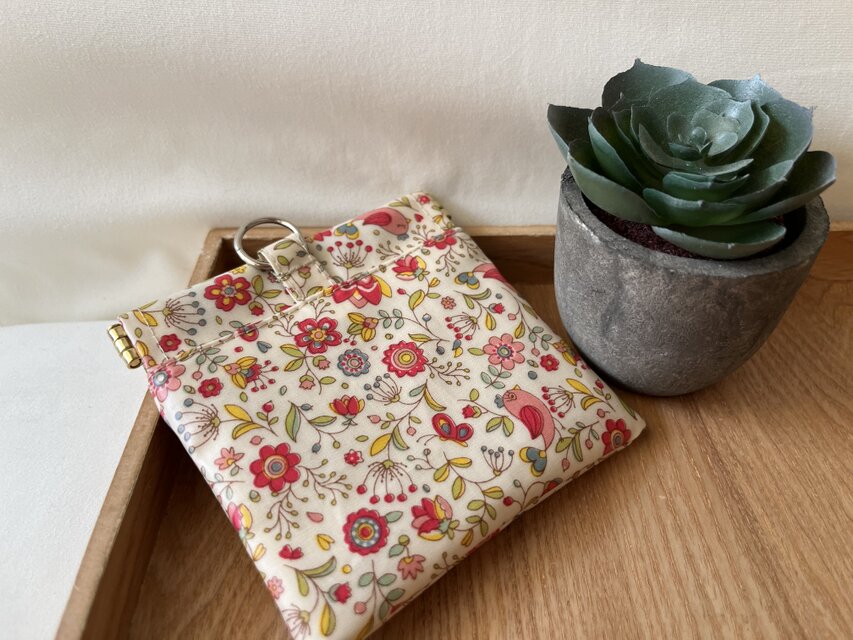 バネ口ラミネートポーチ　小鳥