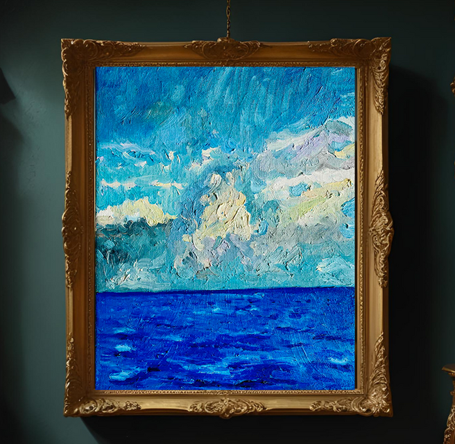 原画「朝の海７」F3・油彩