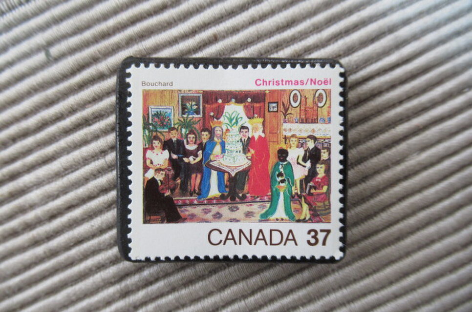 カナダ　クリスマス切手ブローチ10191