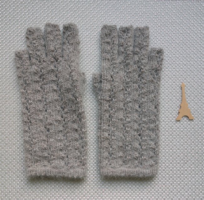 アルパカ/フィンガーレスグローブ/グレージュ