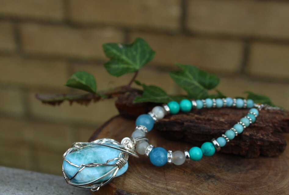 ラリマー　ネックレス　ストレスを軽減し、勇気とやる気を与えて願望を実現する