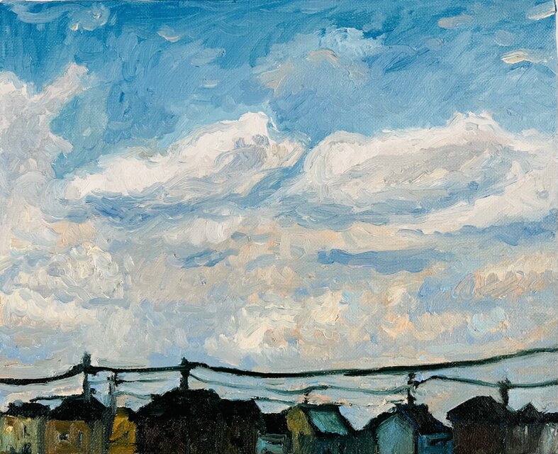 22×27㎝「優しい夕空２」F3・油彩・原画 22×27㎝「優しい夕空2」F3・油彩・原画 | iichi 日々の暮らしを
