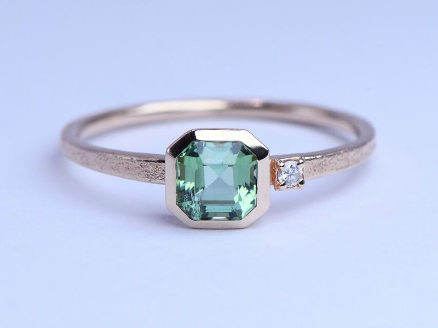 K10 グリーントルマリンとダイヤモンドのテクスチャーリング