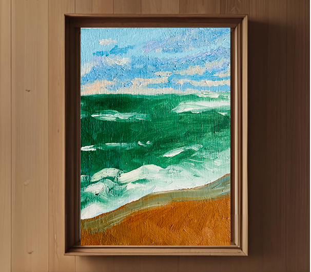 16×23㎝「緑の海」油彩・原画・サムホール