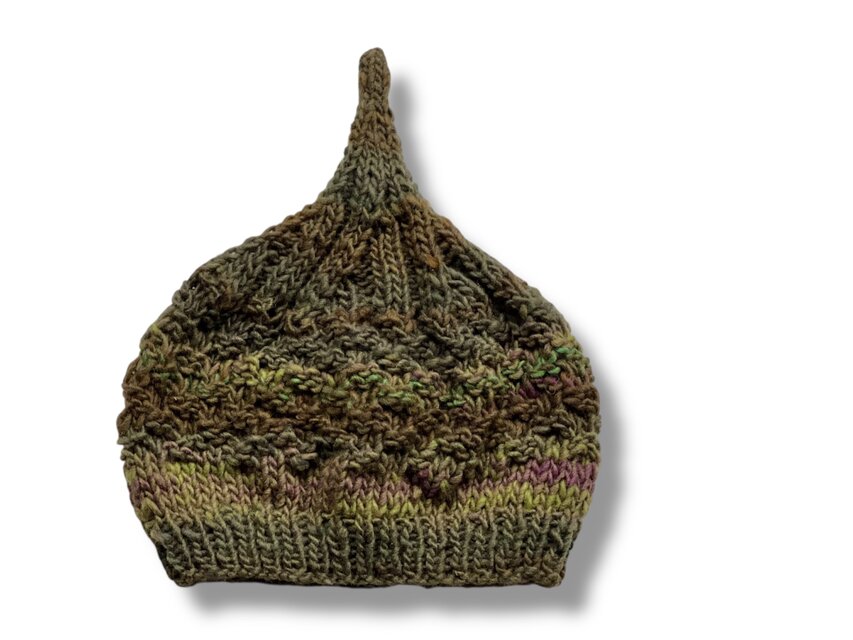 １点限定！　どんぐりニット帽子　野呂英作毛糸使用　オリーブグラデーション