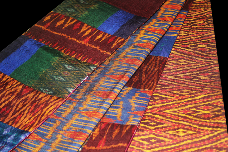 半幅帯　タイシルク　キリバミ　リバーシブル