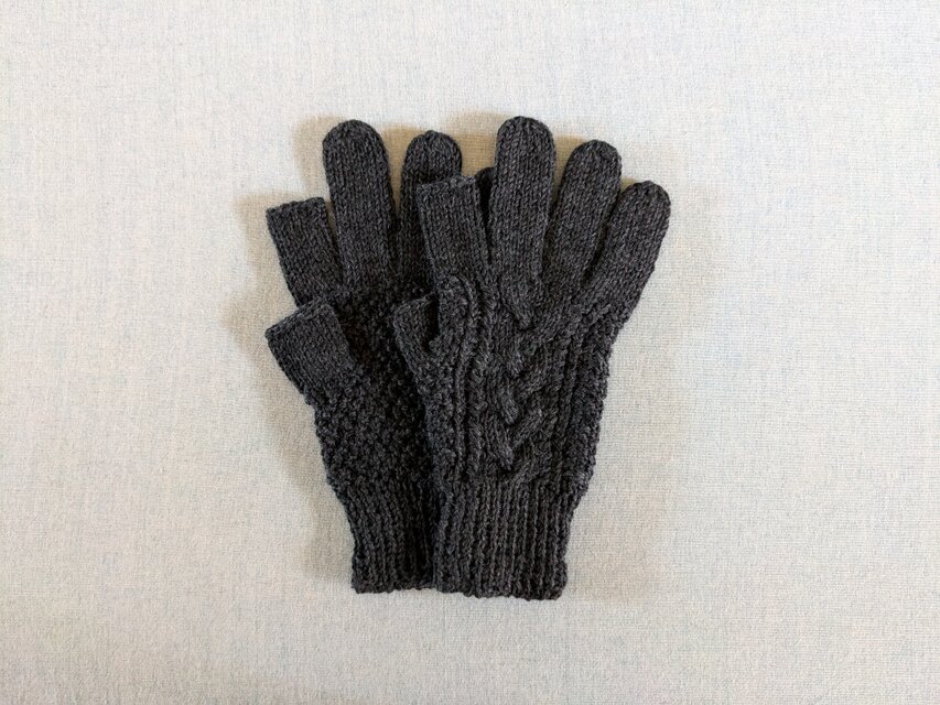 ✳Darkgrey✳メリノウール100%スマホ対応手袋(男性用M)