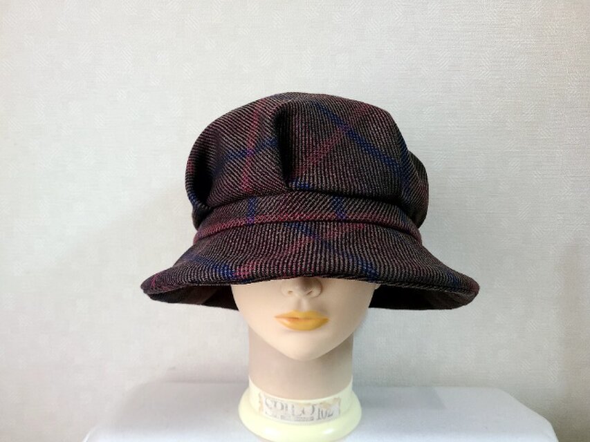 魅せる帽子☆ふんわり♪上質ウールの柔らかハット～オリーブチェック