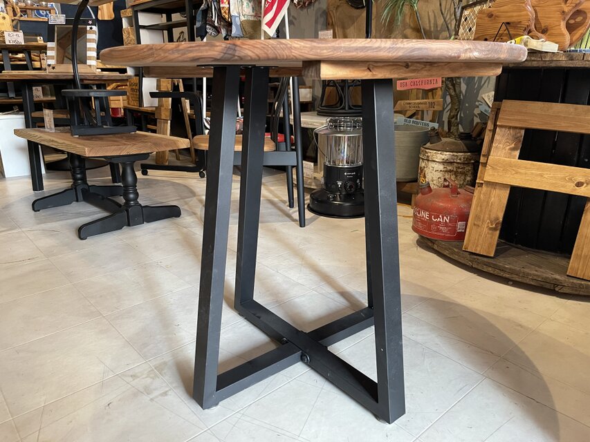 在庫あり　即納　Hotaru 丸テーブル　机　リビング　ダーク　アイアン　カフェ 在庫あり 丸テーブル 机 リビング ダーク アイアン カフェ 天然木 無垢