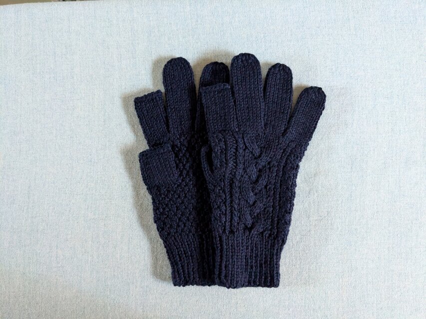 ✳Navyblue✳メリノウール100%スマホ対応手袋(男性用M)