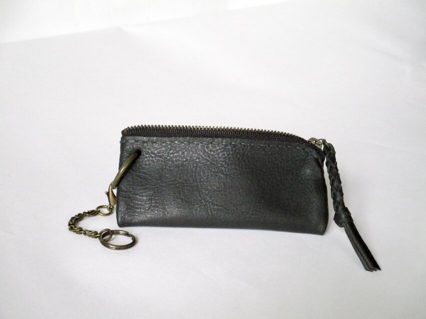 イタリア革のキーケース ・ 小銭入れ（黒）