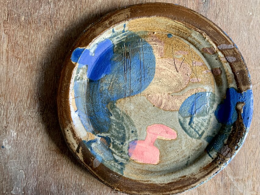 錆青ピンク5　中皿20cm