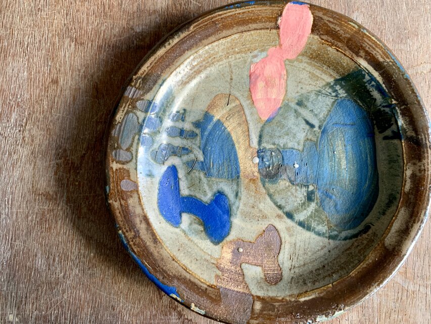 錆青ピンク4　中皿18cm