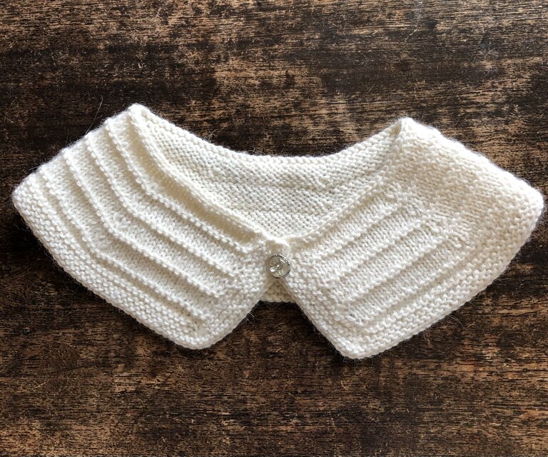 手編みニット　カシミヤシルク入り混紡付け襟#オフホワイト