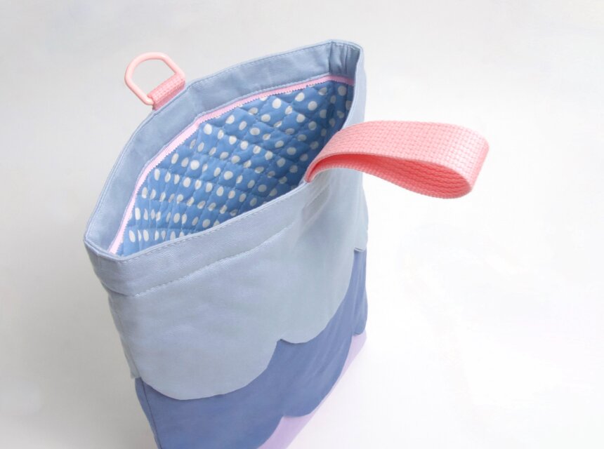 ハンドメイド♡シューズバッグ スカラップデザイン シューズバッグ マーメイドブルー Kids | iichi