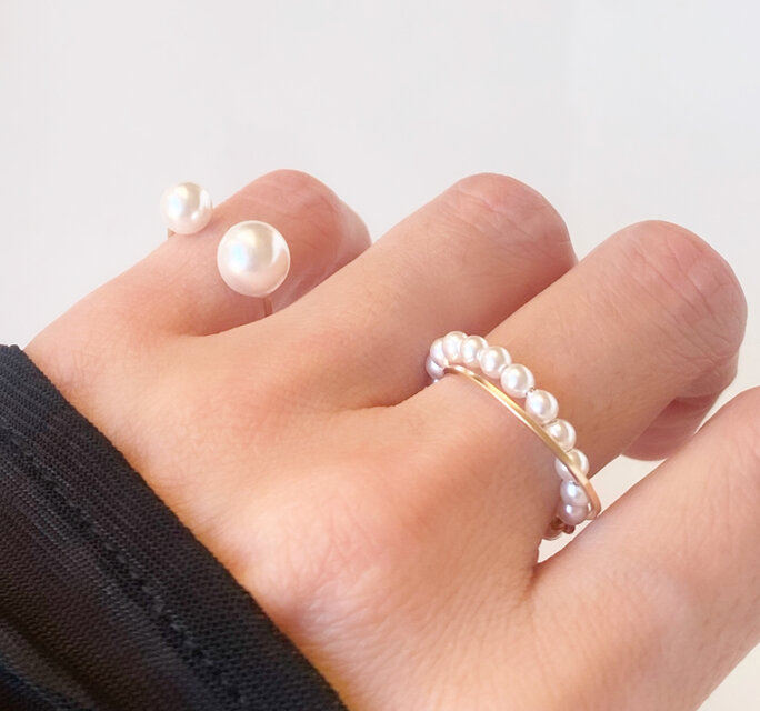 ALL BLUES☆Pearl ring パールリング 指輪 Gold【関税送料込】 キラ パール リングセット: レディース リング | Tory Burch JP