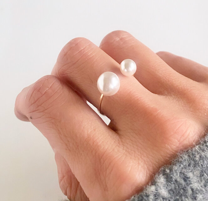 K18 bay pearl ring twin ベイ パール リング ツイン – XOZ