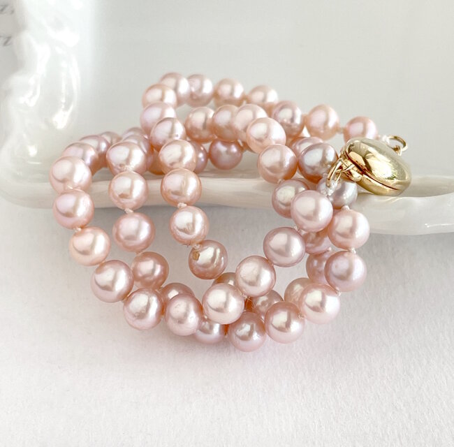 桜ピンク 淡水パールのチョーカー