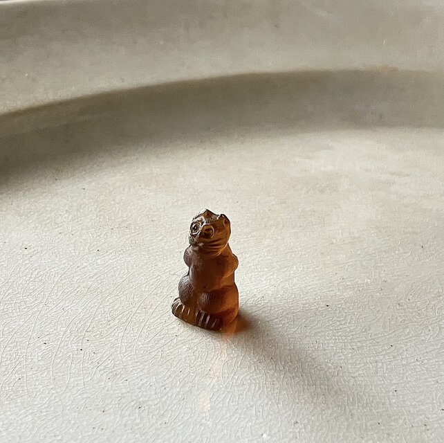アンティーク　クラッカーチャーム　チェコガラス　猫？　タヌキ？