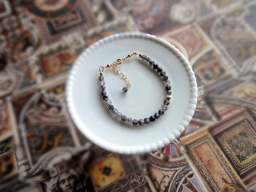 天然石 トルマリンクォーツのコードブレスレット ■ Turning Point 14KGF