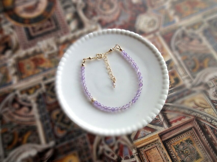 天然石 アメジストのコードブレスレット ■ Turning Point 14KGF