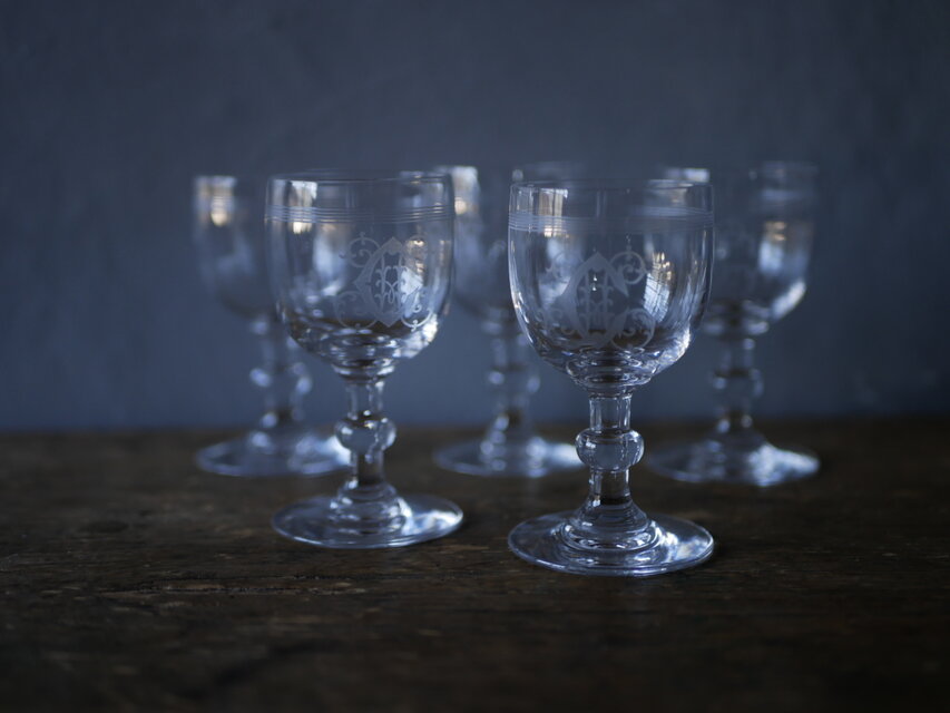 モノグラム入り クリスタルグラス フランスアンティーク