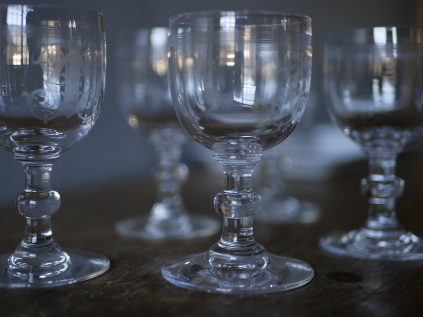 モノグラム入り クリスタルグラス フランスアンティーク