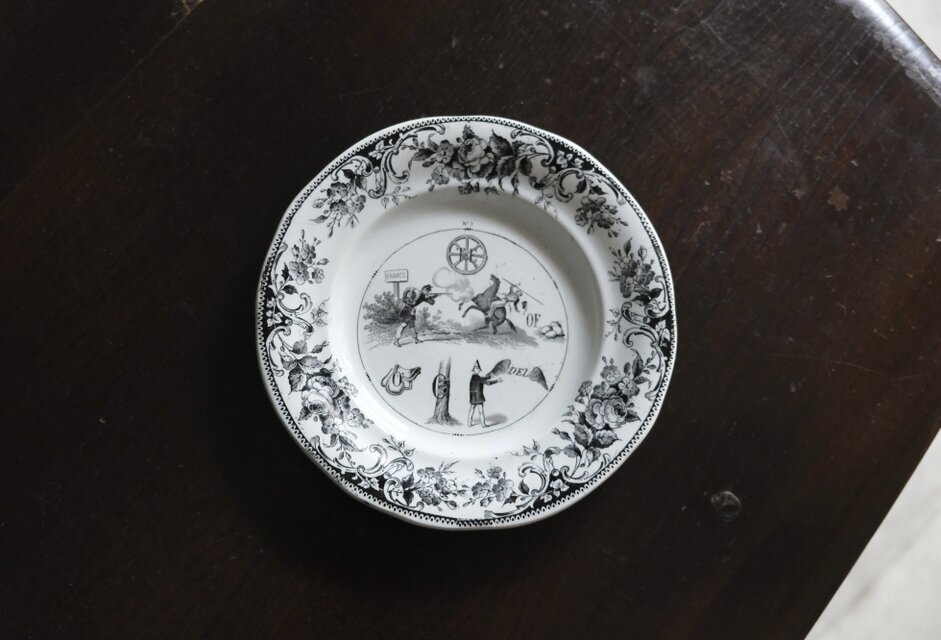 フランスアンティーク　grisaille グリザイユ　平皿プレート フランスアンティーク grisaille グリザイユ 平皿プレート