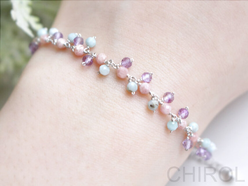 ラリマー　インカローズ　ブレスレット インカローズ・ラリマー・ラブラドライト ブレスレット