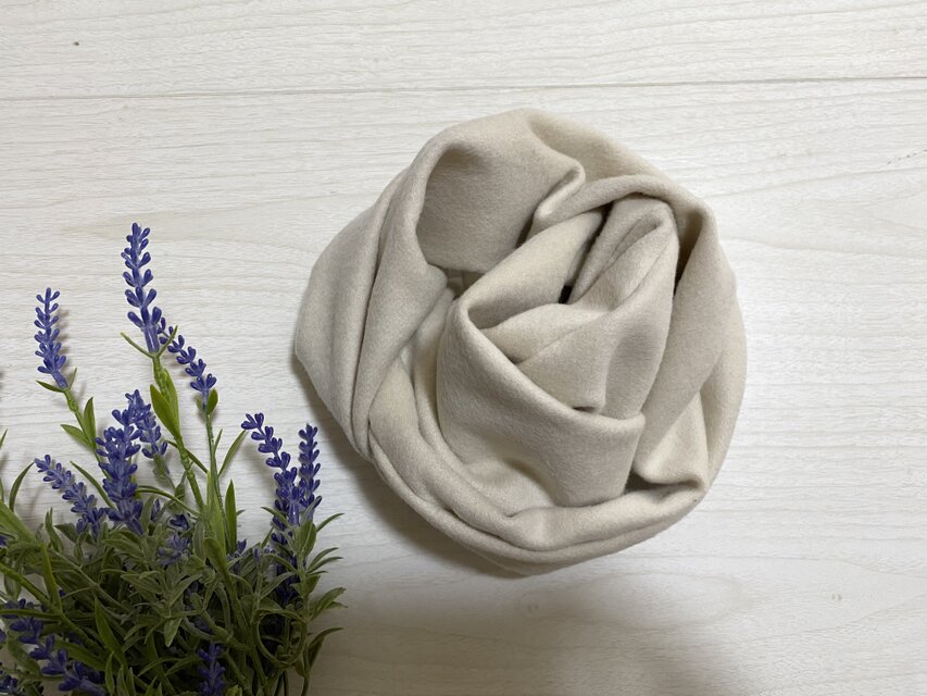 ベビーカシミヤ100％(アイボリー)◇ミニスヌード