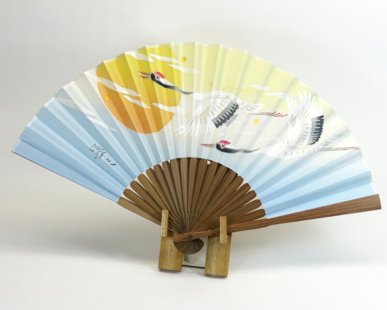 加賀友禅　扇子【双鶴】