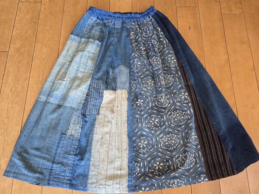 古布 リメイク 手作り BORO 襤褸 パッチワーク スカート | iichi