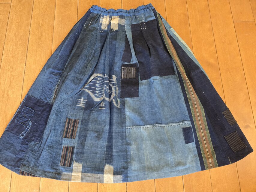古布 リメイク 手作り BORO 襤褸 パッチワーク スカート | iichi