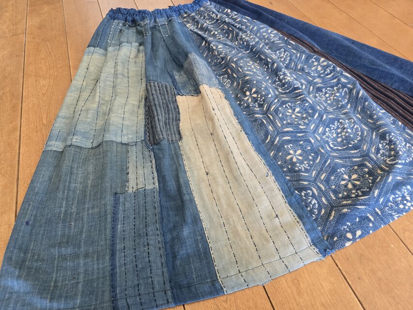 古布 リメイク 手作り BORO 襤褸 パッチワーク スカート | iichi 日々