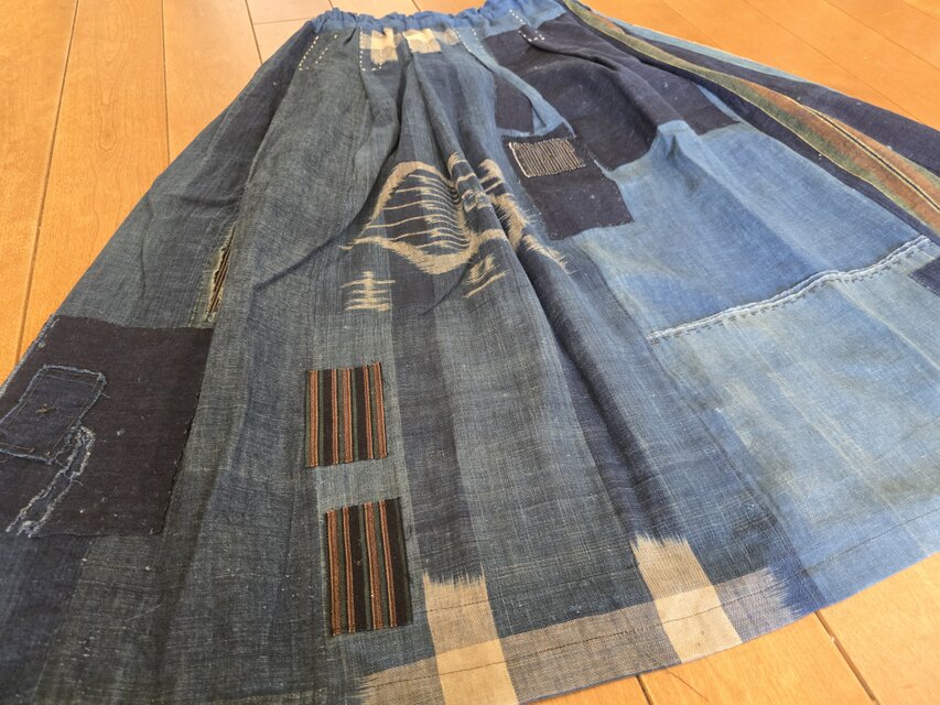 古布 リメイク 手作り BORO 襤褸 パッチワーク スカート | iichi