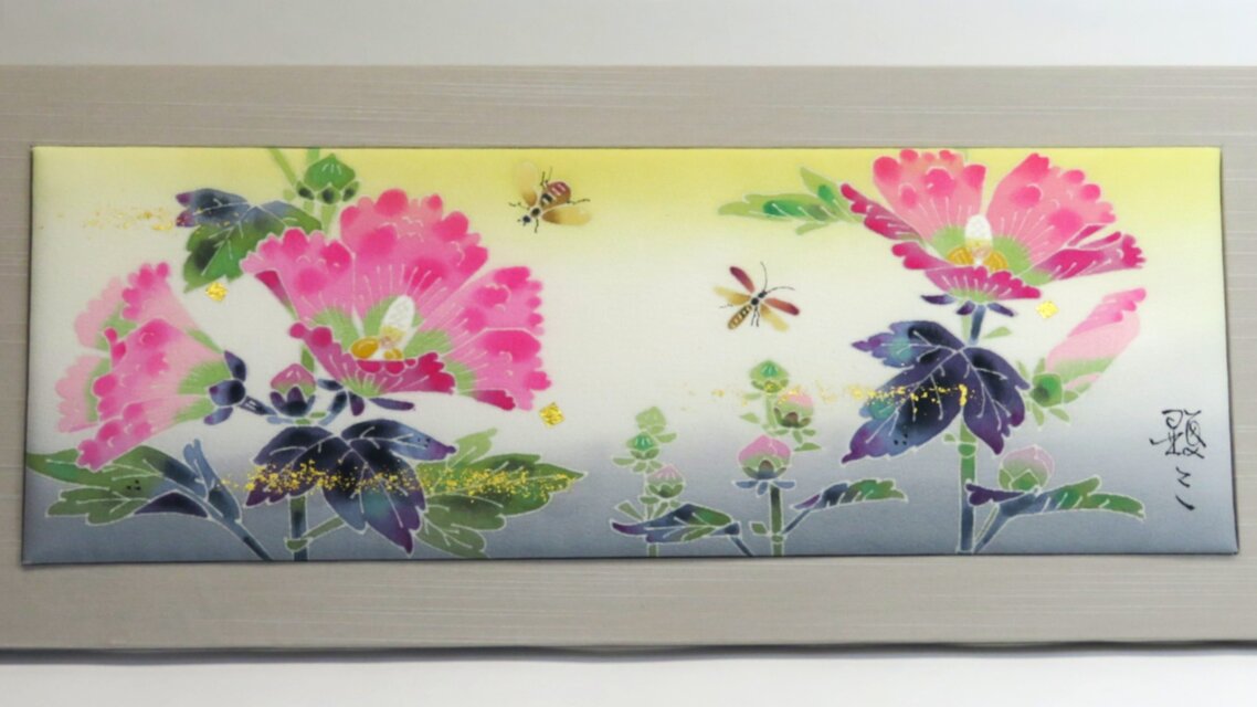 加賀友禅　染パネル【たちあおい】