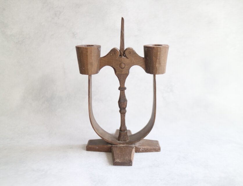 スウェーデンで見つけた木製のキャンドルスタンド小 No.5665