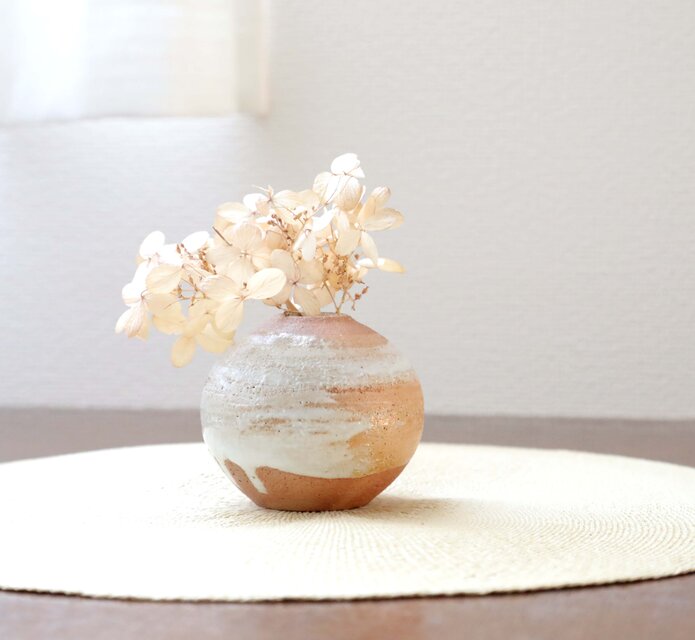 薪窯陶芸 自然釉 花入れ1