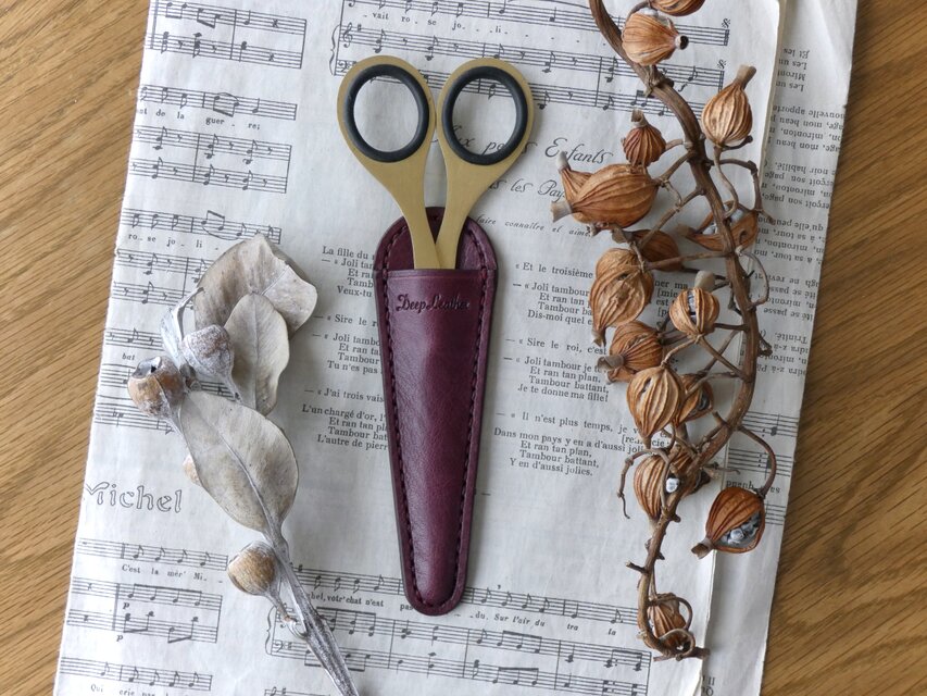 イタリア革のはさみケース／紫