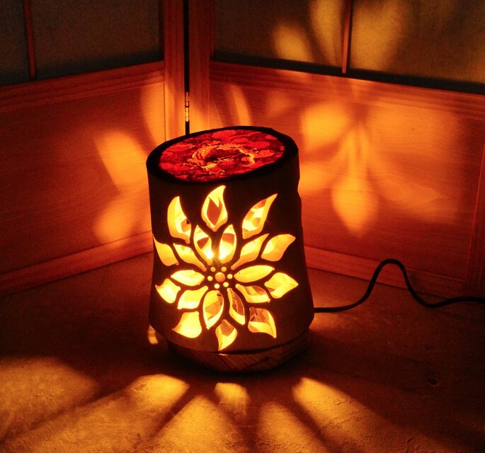 極太◆両面彫◆竹灯り・竹あかり・竹灯籠  ～～ 癒しの灯り ★龍の紋章★～～