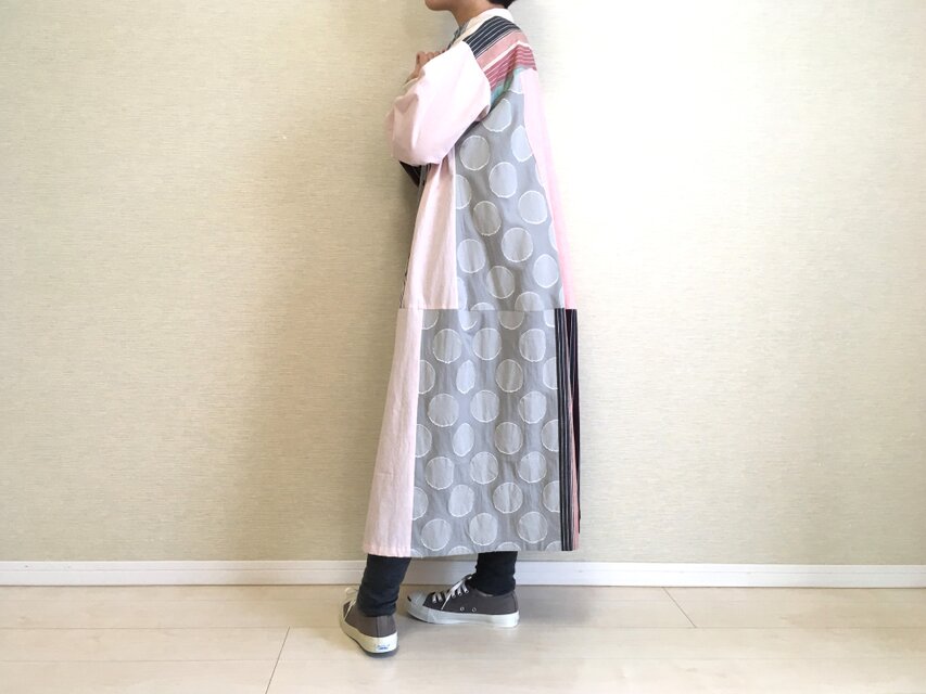 ゆったりシャツワンピ003 / グレーとピンクのコピー