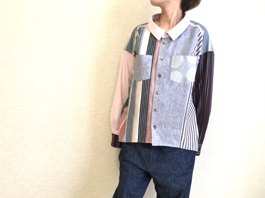 ゆるシャツ014 / ピンクとグレー