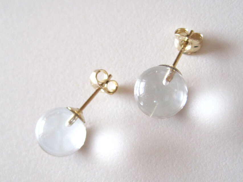 クリスタルボールのピアス 8mm 14kgf