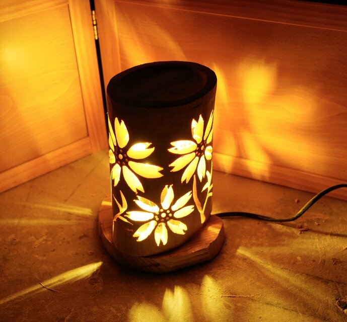 ◆全面彫◆竹灯り・竹あかり・竹灯籠　 ～～ 癒しの灯り ★秋桜畑★～～ ◇全面彫◇竹灯り・竹あかり・竹灯籠 ～～ 癒しの灯り ☆秋桜畑