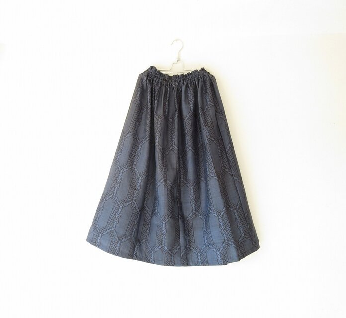 ☆大島紬着物ロングスカート☆六角形柄♪/31ks037